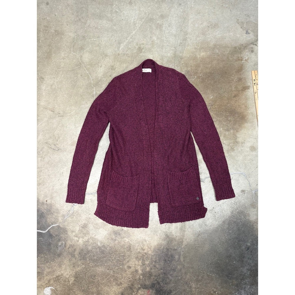 Hollister California Womens Small Burgundy Marl Open Front Knit Cardigan Sweater